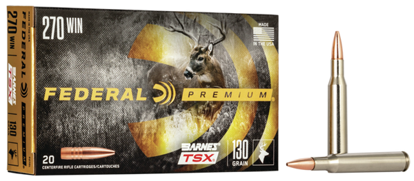 Federal P270L Premium  270Win 130gr Barnes TSX 20 Per Box/10 Case