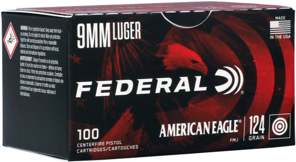 FED AMERICAN EAGLE 9MM 124GR FMJ 100/5