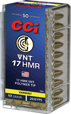 CCI VNT 17HMR 17GR VARMINT TIPPED 2650FPS  50RD 40BX/CS