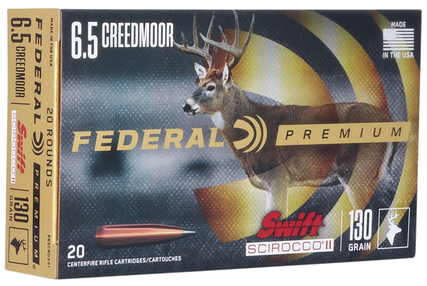 Federal P65CRDSS1 Premium  6.5Creedmoor 130gr Swift Scirocco II 20 Per Box/10 Case