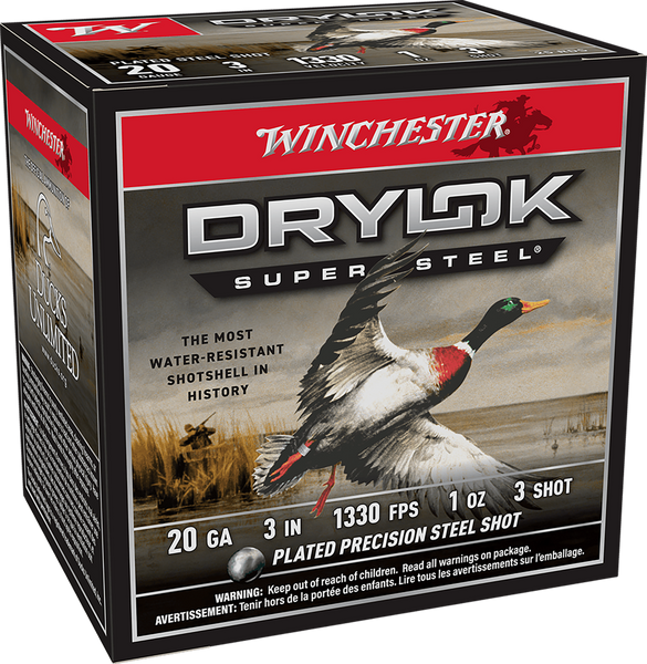 Winchester Ammo XSM2033 Drylok Super Steel Magnum 20Gauge 3" 1oz 3Shot 25 Per Box/10 Case