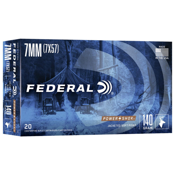 Federal Power-Shok Rifle Ammunition 7mm Mauser 140 gr SP 2660 fps - 20/ct