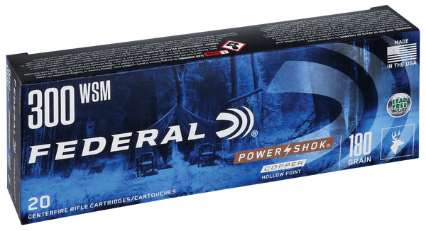 Federal 300WSM180LFA Power-Shok  300WSM 180gr Copper Hollow Point 20 Per Box/10 Case