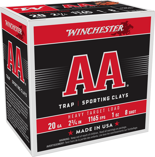 Winchester Ammo AAH208 AA Heavy 20Gauge 2.75" 1oz 8Shot 25 Per Box/10 Case
