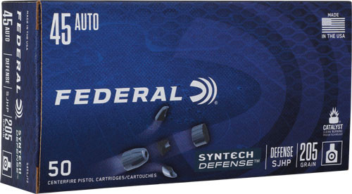 FEDERAL SYNTHETIC DEFENSE 45 ACP 205GR SJHP 50RD 10BX/CS