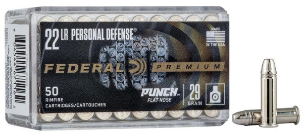 Federal Personal Defense Punch Rimfire Ammunition .22 LR PUNCH 29gr FN 1080 fps 50/ct
