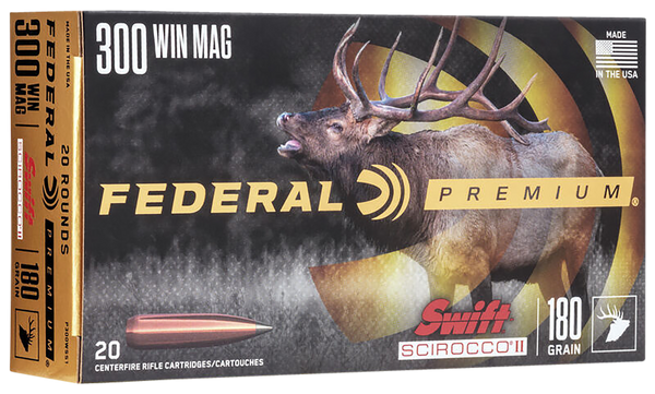 Federal P300WSS1 Premium  300WinMag 180gr Swift Scirocco II 20 Per Box/10 Case