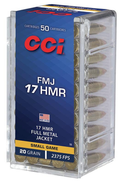 CCI FMJ Rimfire Ammunition .17 HMR 20 gr FMJ 2375 fps 50/ct