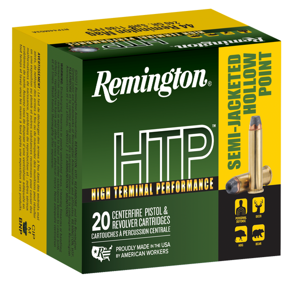 Remington Ammunition 23010 HTP  44RemMag 240gr Semi Jacketed Hollow Point 20 Per Box/25 Case