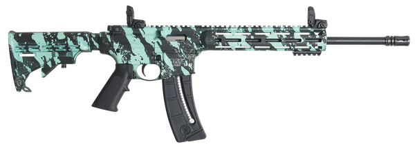 Smith & Wesson 12066 M&P15-22 Sport 22 LR Caliber with 25+1 Capacity, 16.50" Black Barrel, Overall Robin Egg Blue Platinum Finish & 6 Position CAR Stock Right Hand