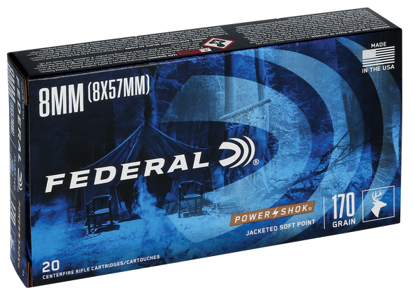 Federal 8A Power-Shok  8mmMauser 170gr Jacketed Soft Point 20 Per Box/10 Case