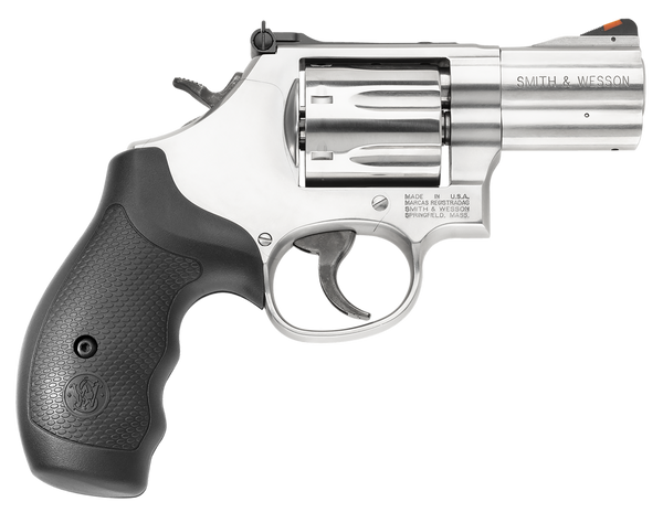 Smith & Wesson 164192 Model 686 Plus 357 Mag or 38 S&W Spl +P  Stainless Steel 2.50" Barrel, 7 Shot, Satin Stainless Steel L-Frame, Red Ramp Front/Adjustable White Outline Rear Sights, Internal Lock