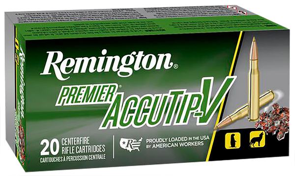 Remington Ammunition 29174 Premier Accutip-V 222Rem 50gr AccuTip V Boat Tail 20 Per Box/10 Case