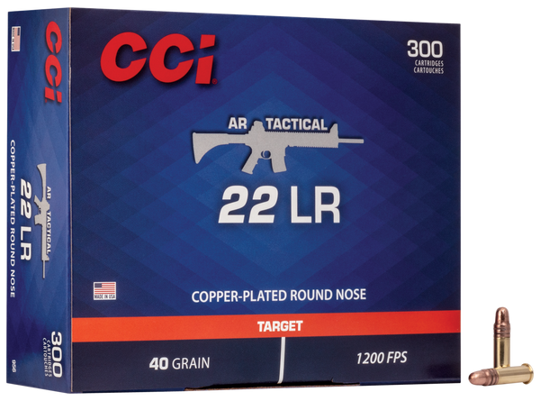 CCI 956 AR Tactical  22LR 40gr Copper Plated Round Nose 300 Per Box/10 Case