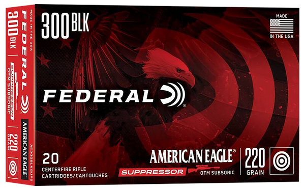 Federal AE300BLKSUP2 American Eagle Suppressor 300Blackout 220gr Open Tip Match 20 Per Box/25 Case