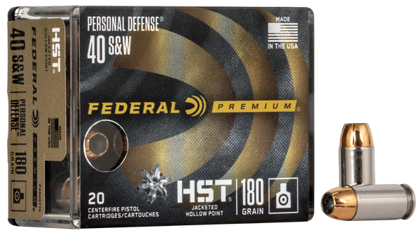 Federal P40HST1S Premium Personal Defense 40S&W 180gr HST Jacketed Hollow Point 20 Per Box/10 Case