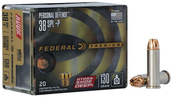 Federal Personal Defense Hydra-Shok Deep .38 Spl +P 130gr JHP 900 fps 20/ct