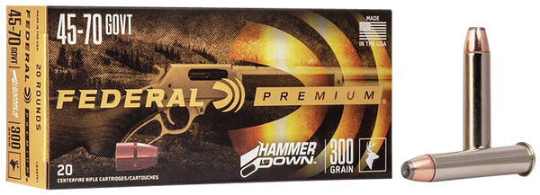 Federal LG45701 Premium HammerDown 45-70Gov 300gr Bonded Soft Point 20 Per Box/10 Case