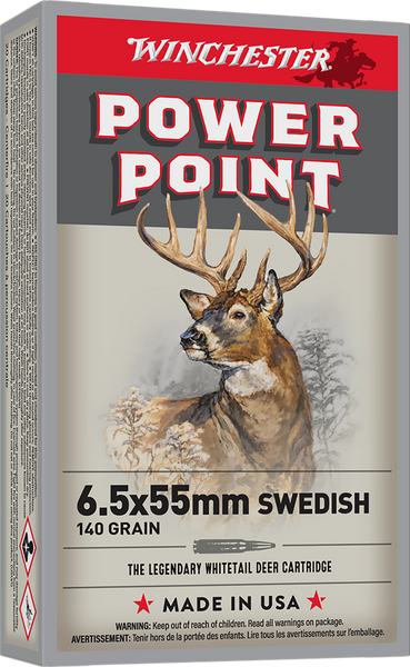 Winchester Ammo X6555 Power-Point  6.5x55Swedish 140gr 20 Per Box/10 Case