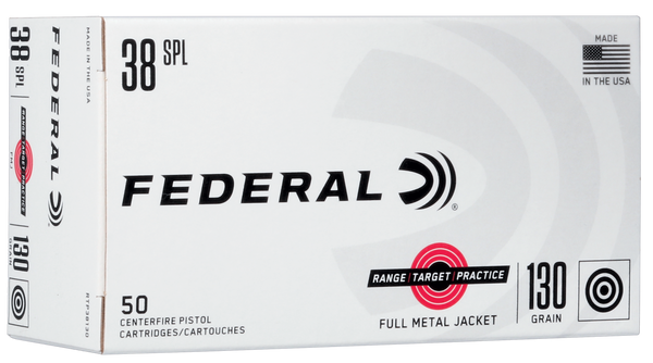 Federal RTP38130 Range & Target  38Special 130gr Full Metal Jacket 50 Per Box/20 Case