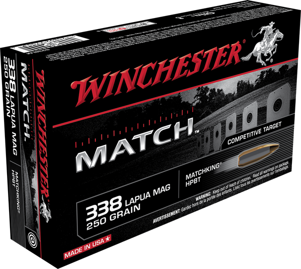 Winchester Ammo S338LM Match  338LapuaMag 250gr Sierra MatchKing BTHP 20 Per Box/10 Case
