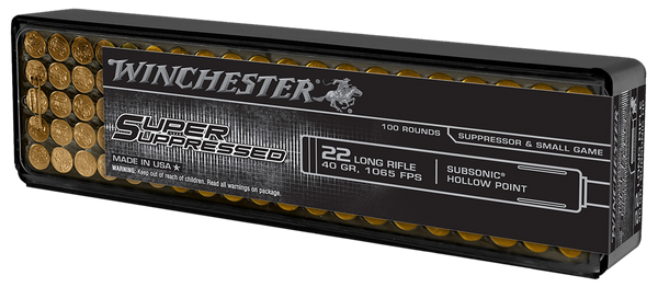Winchester Ammo SUP22LRHP Super Suppressed  22LR 40gr Lead Hollow Point 100 Per Box/20 Case