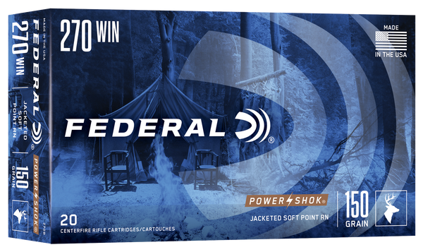 Federal 270B Power-Shok  270Win 150gr Jacketed Soft Point 20 Per Box/10 Case