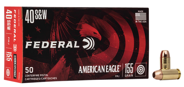 Federal AE40R2 American Eagle Handgun 40S&W 155gr Full Metal Jacket 50 Per Box/20 Case