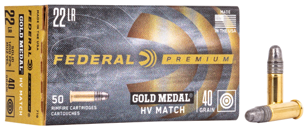 Federal 719 Gold Medal  22LR 40gr Lead Round Nose 50 Per Box/100 Case