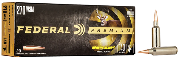 Federal P270WSMBCH1 Premium  270WSM 140gr Berger Hybrid Hunter 20 Per Box/10 Case