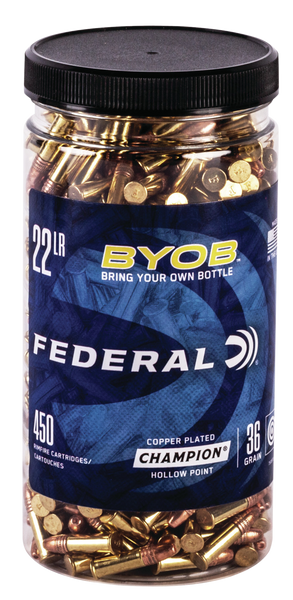 Federal 750BTL450 Champion Training BYOB 22LR 36gr Copper Plated Hollow Point 450 Per Box/8 Case