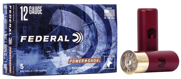 Federal F12700 Power-Shok Magnum 12Gauge 2.75" 9Pellets 1 3/16oz 00BuckShot 5 Per Box/50 Case