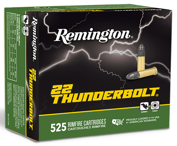 Remington Ammunition R21271 Thunderbolt Bulk 22LR 40gr Lead Round Nose 525 Per Box/12 Case