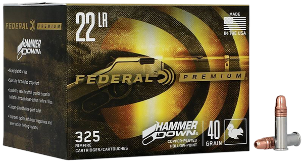 Federal 22HAM Hammer Down Rimfire 22LR 40gr Copper Plated Hollow Point 325 Per Box/10 Case