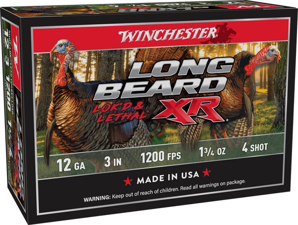 Winchester Ammo STLB1234 Long Beard XR Shot-Lok 12Gauge 3" 1 3/4oz 4Shot 10 Per Box/10 Case
