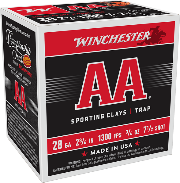 Winchester Ammo AASC287 AA Super Sport Sporting Clay 28Gauge 2.75" 3/4oz 7.5Shot 25 Per Box/10 Case