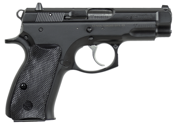 CZ-USA 01190 CZ 75 Compact 9mm Luger 10+1 3.75" Black Steel Barrel & Serrated Slide, Black Polycoat Steel Frame w/Beavertail, Black Plastic Grip, Right Hand