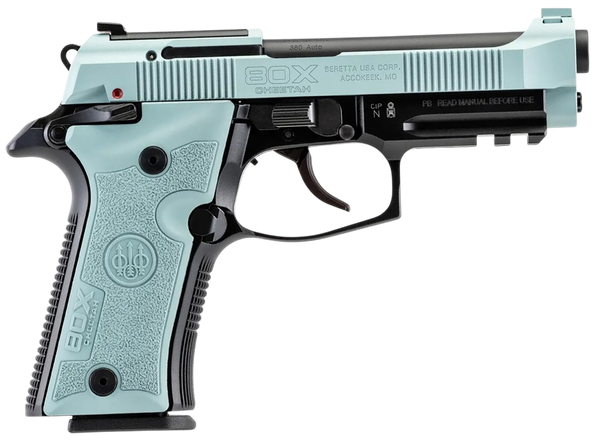 Beretta USA SPEC0714A 80X Cheetah Micro-Compact Frame 380 ACP 13+1 4.40" Black Barrel, Blue Steel Optic Ready/Serrated Slide, Blue Aluminum Frame w/Beavertail & Picatinny Rail, Vertec Grip