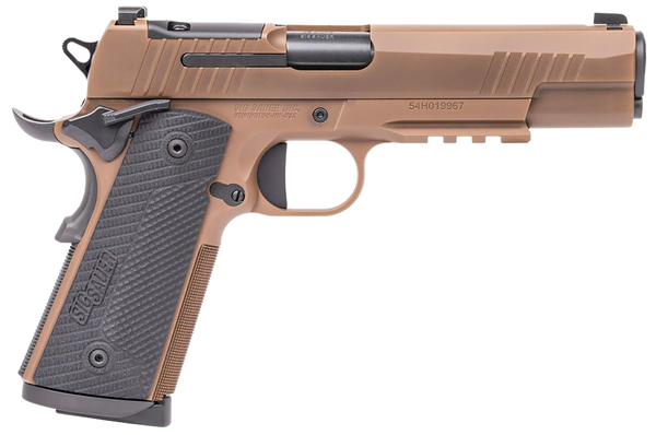 Sig Sauer 1911XR45CXR3 1911-X  Full Size Frame 45 ACP 8+1 5" Black DLC Carbon Steel Barrel, Coyote PVD Optic Cut/Serrated Stainless Steel Slide & Frame w/Beavertail & Picatinny Rail, Black G10 Grip