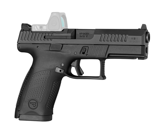 CZ-USA 01536 P-10 C  Compact Frame 9mm Luger 10+1 4.02" Black Carbon Steel Barrel, Black Nitride Optic Ready/Serrated Steel Slide, Black Polymer Frame w/Picatinny Rail, Interchangeable Backstrap Grip