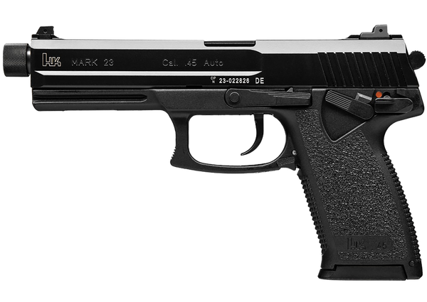 HK 81000080 Mark 23  45 ACP 10+1, 5.87"  Black Steel Threaded Barrel, Serrated Steel Slide, Polymer Frame, Black Polymer Grip, Ambidextrous