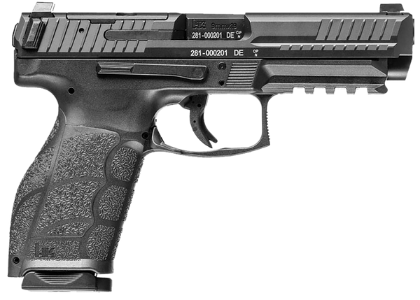 HK 81001058 VP9A1 K Compact Frame Luger 10+1 4.09" Black Steel Barrel, Black Optic Ready/Serrated Steel Slide, Black Polymer Frame w/Picatinny Rail, Interchangeable Backstrap Grip, Ambidextrous