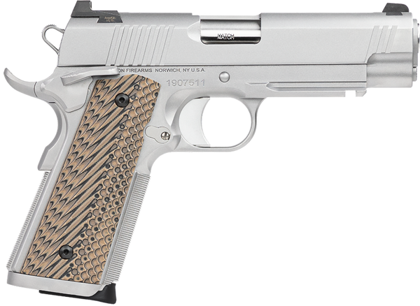 Dan Wesson 01809 Specialist Commander 45 ACP 8+1 4.25" Stainless Steel Barrel, Bead Blasted Serrated Stainless Steel Slide & Frame w/Beavertail & Picatinny Rail, Black/Brown G10 Grip, Ambidextrous