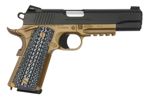 Colt Mfg Custom CQB .45 ACP, 5" Barrel, 8+1, Flat Dark Earth / Black DLC Serrated