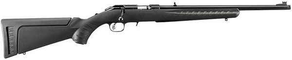 Ruger 8312 American Rimfire Full Size 17 HMR 9+1 18" Satin Blued Threaded Barrel & Alloy Steel Receiver w/Integral Scope Mount, Black Fixed Synthetic Stock, Right Hand