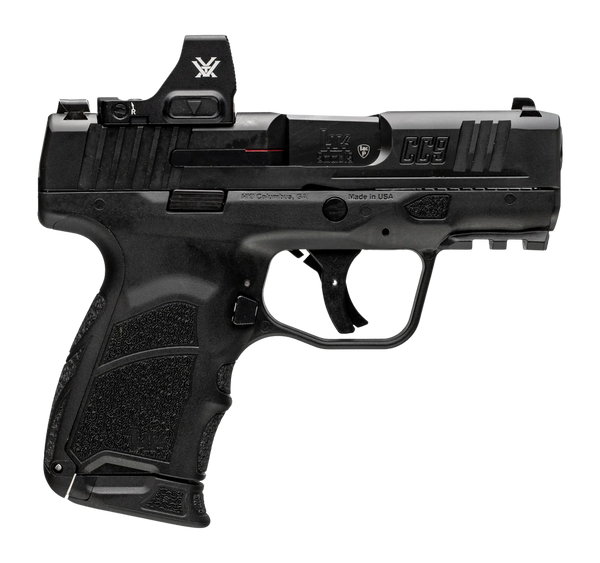 HK 81001353 CC9 w/Optic Micro Compact 9mm Luger 10+1 3.32" Black Barrel, Black Steel Serrated w/Optic Slide, Black Polymer Frame w/Picatinny Rail, Interchangeable Backstrap Grip, Vortex CCW