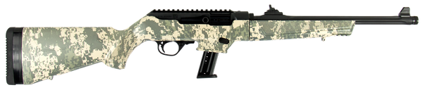 Ruger 19107 PC Carbine  9mm Luger 17+1 16.12" Threaded/Fluted Barrel, Type III Hard Coat Anodized Aluminum Alloy Receiver, Green Digital Camo Stock, Optics Ready