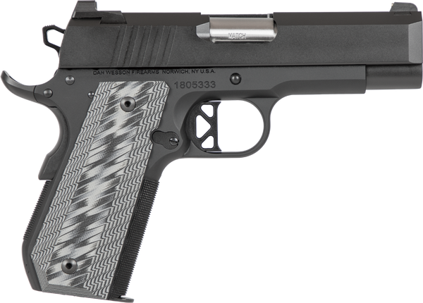 Dan Wesson 01884 EPC  9mm Luger 9+1 4" Stainless Bull Barrel Black Duty Serrated Stainless Steel Slide Black Aluminum Frame wBeavertail Black/Gray G10 Grip