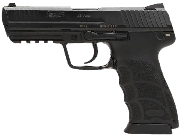 HK 81001114 HK45 V7 LEM .45 ACP DAO 10+1 4.46" Black Polygonal Rifled Barrel, Black Cerakote Serrated Steel Slide, Black Polymer Frame w/Picatinny Rail, Ambidextrous