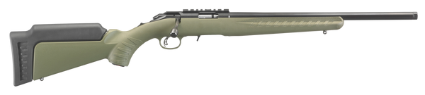 Ruger 8336 American Rimfire Sports South Exclusive Full Size 17 HMR 9+1 18" Satin Blued Steel Threaded Barrel & Alloy Steel Receiver w/Scope Rail, Green Fixed Synthetic Stock, Right Hand
